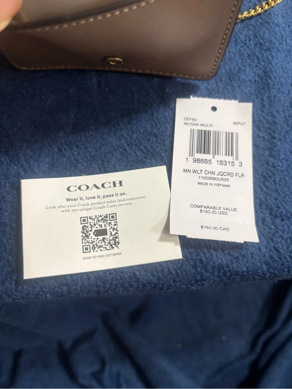 Coach Mini Wallet On A Chain In Signature Jacquard With Floral Embroidery CEF60